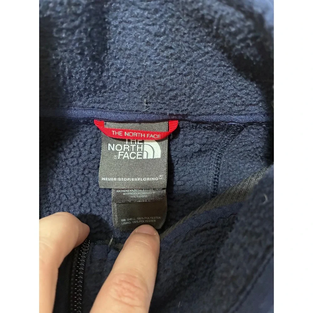The North Face Gordon Lyons Quarter Zip Fleece Pullover Mens Large Navy Blue L